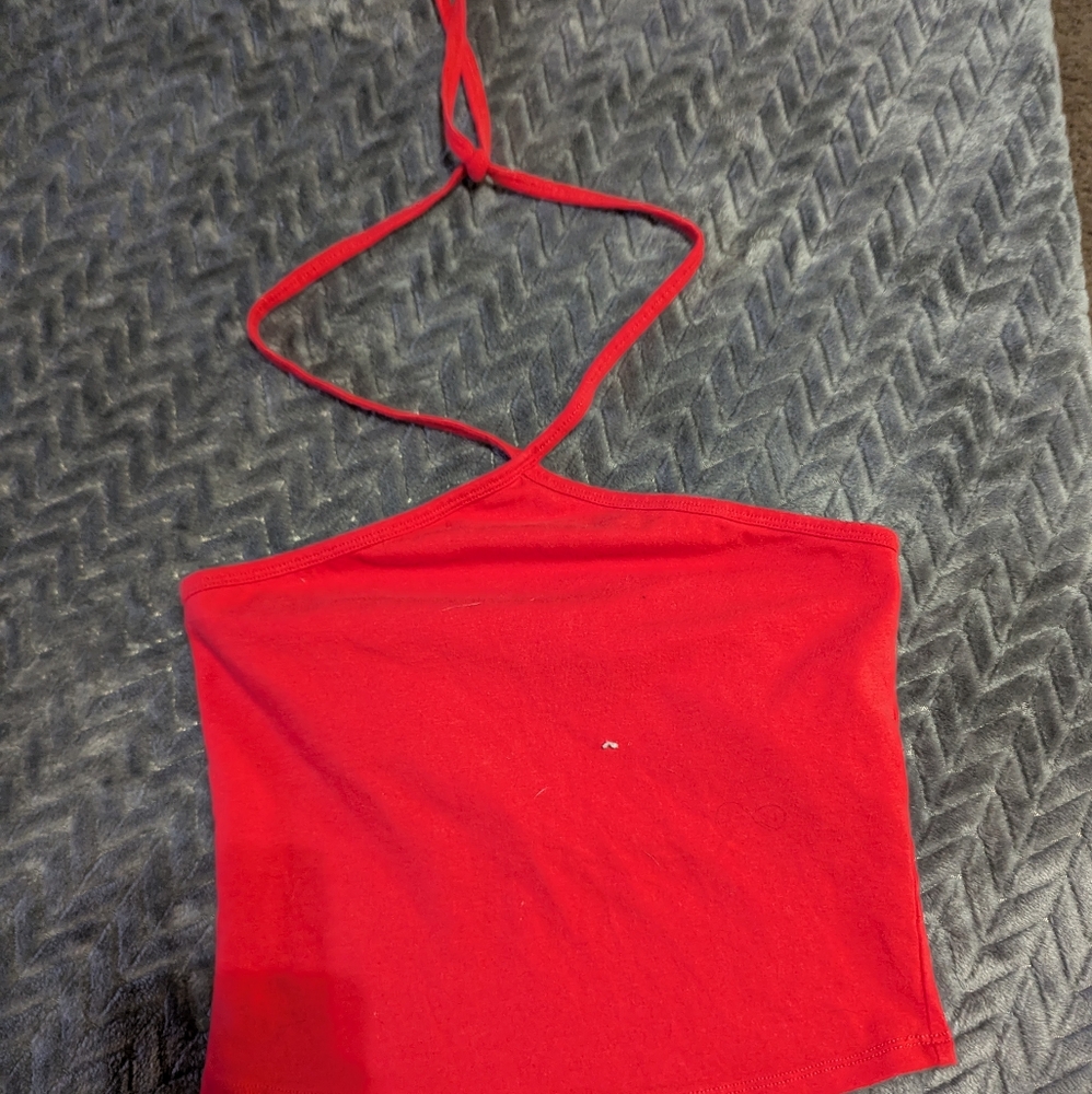 Hollister Red Sleeveless Crop Tank Top